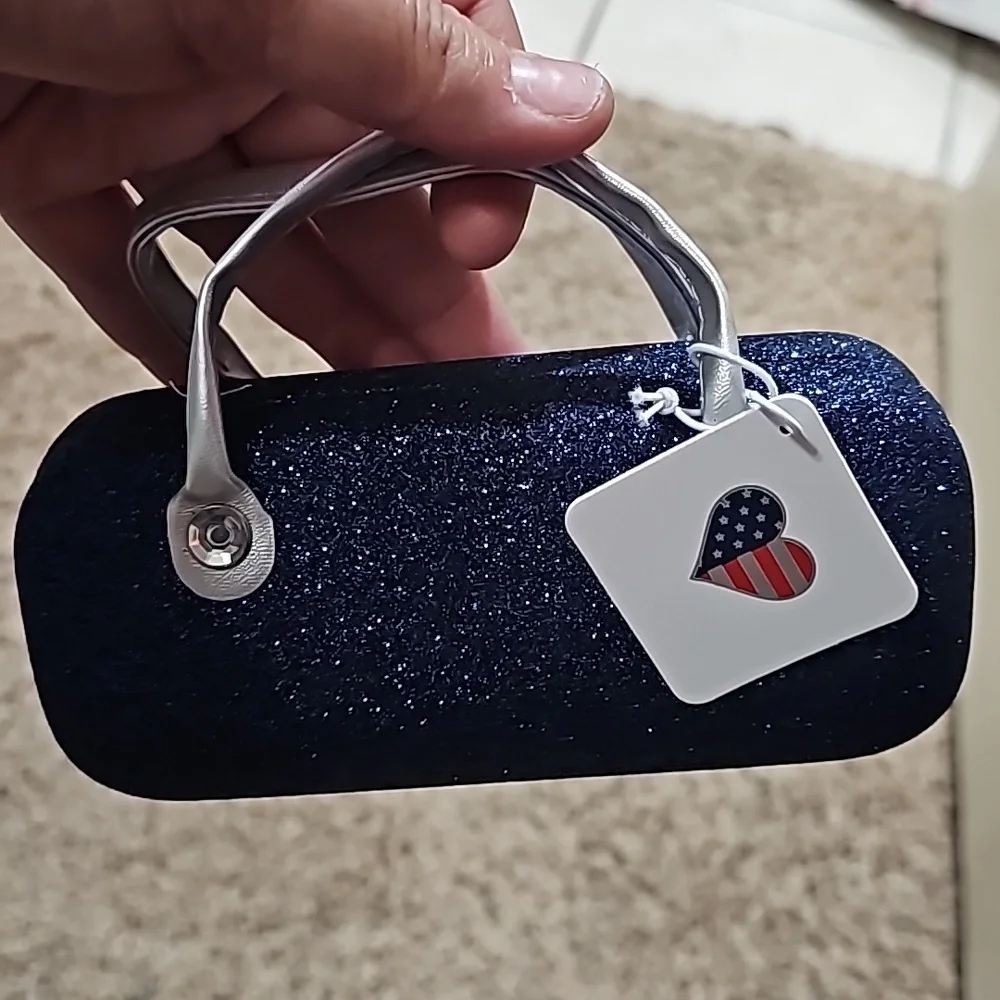 Brand New Girls Americana Patch Glitter Sunglasses Case